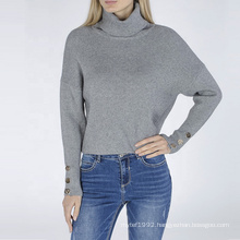 Warm Turtleneck sweaters Winter Women Knit Sweaters Button Sweater